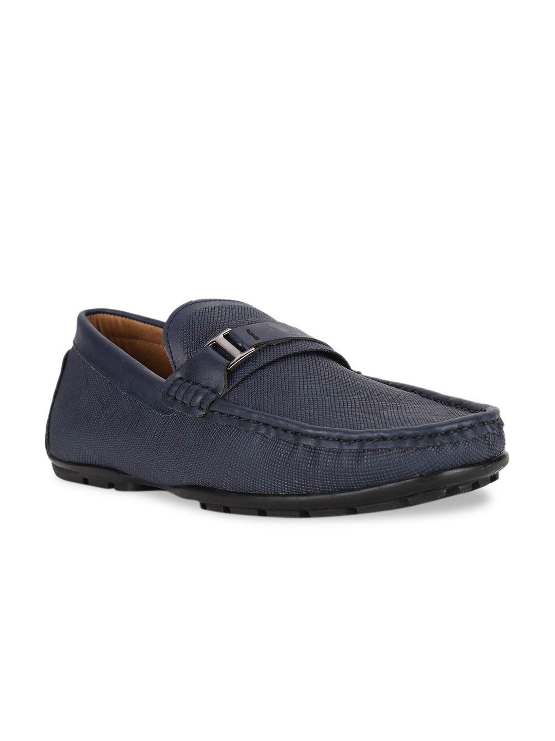 bata men blue perforations loafers