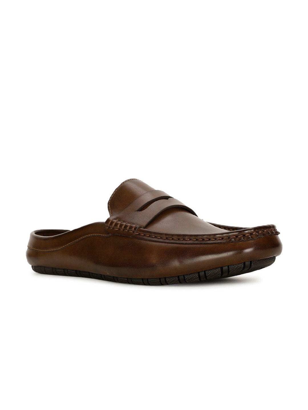 bata men round toe open back penny loafers