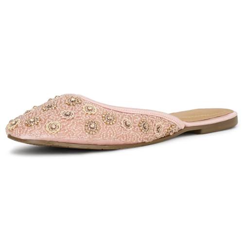 bata red label women's peach flat mule e 23 festive (5795010_pink_7 uk)