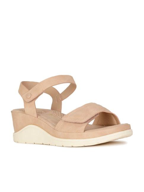 bata women's catie pink ankle strap wedges