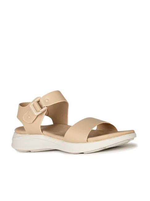 bata women's crice beige ankle strap wedges