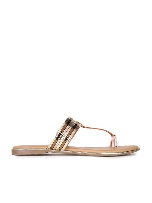 bata women's golden toe ring sandals