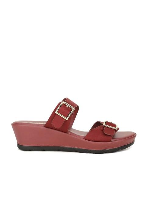 bata women's maroon casual wedges