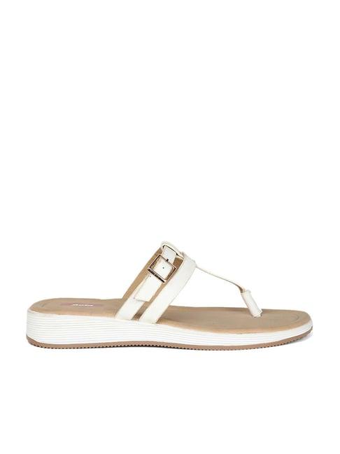 bata women's off white thong wedges