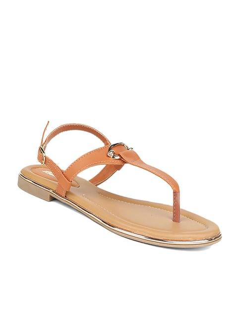 bata women's oval trim tan t-strap sandals