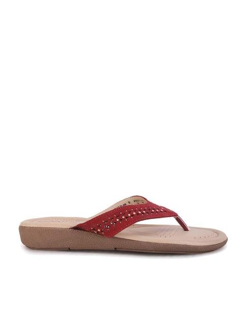 bata women's red thong wedges