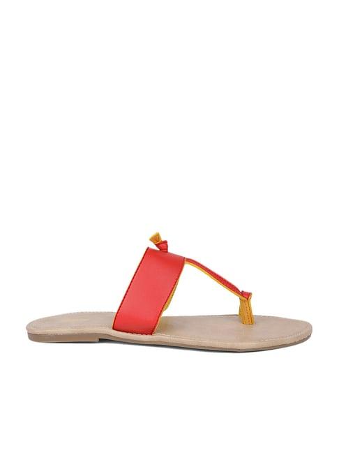 bata women's red toe ring sandals