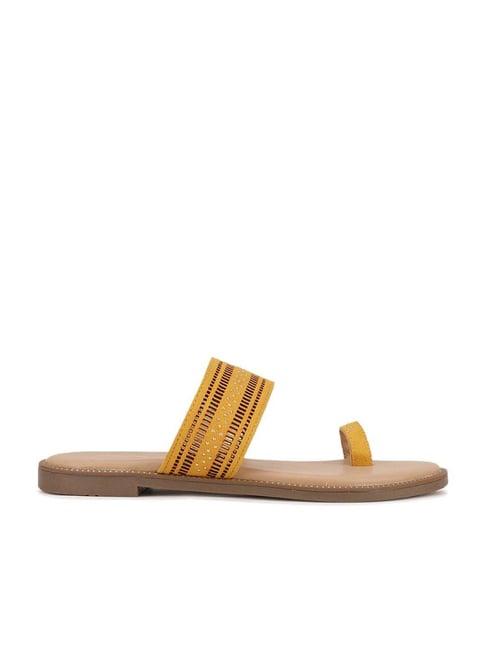 bata women's yellow toe ring sandals