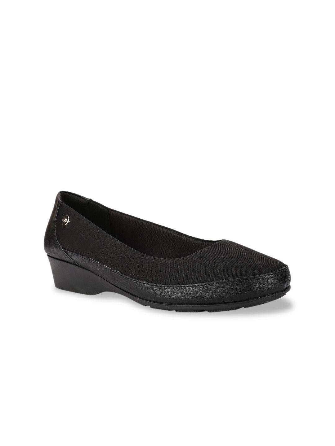 bata women black textured ballerinas flats