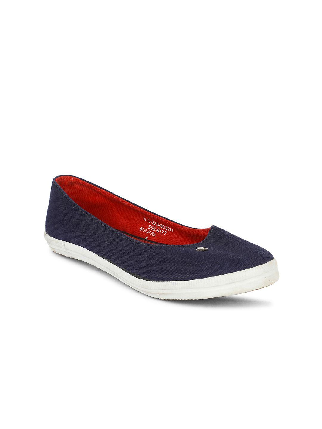 bata women blue solid fabric ballerinas