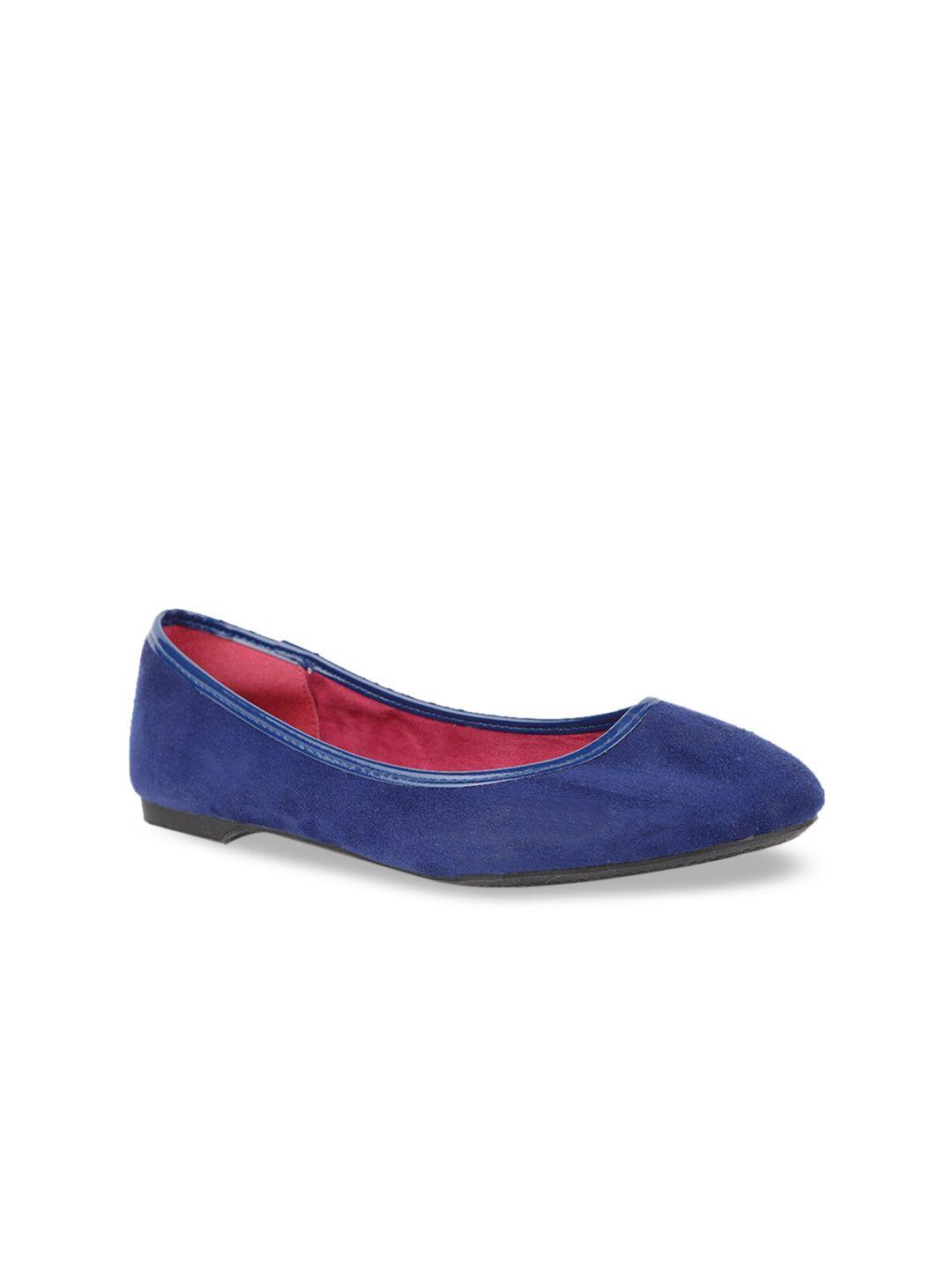 bata women blue solid pu ballerinas