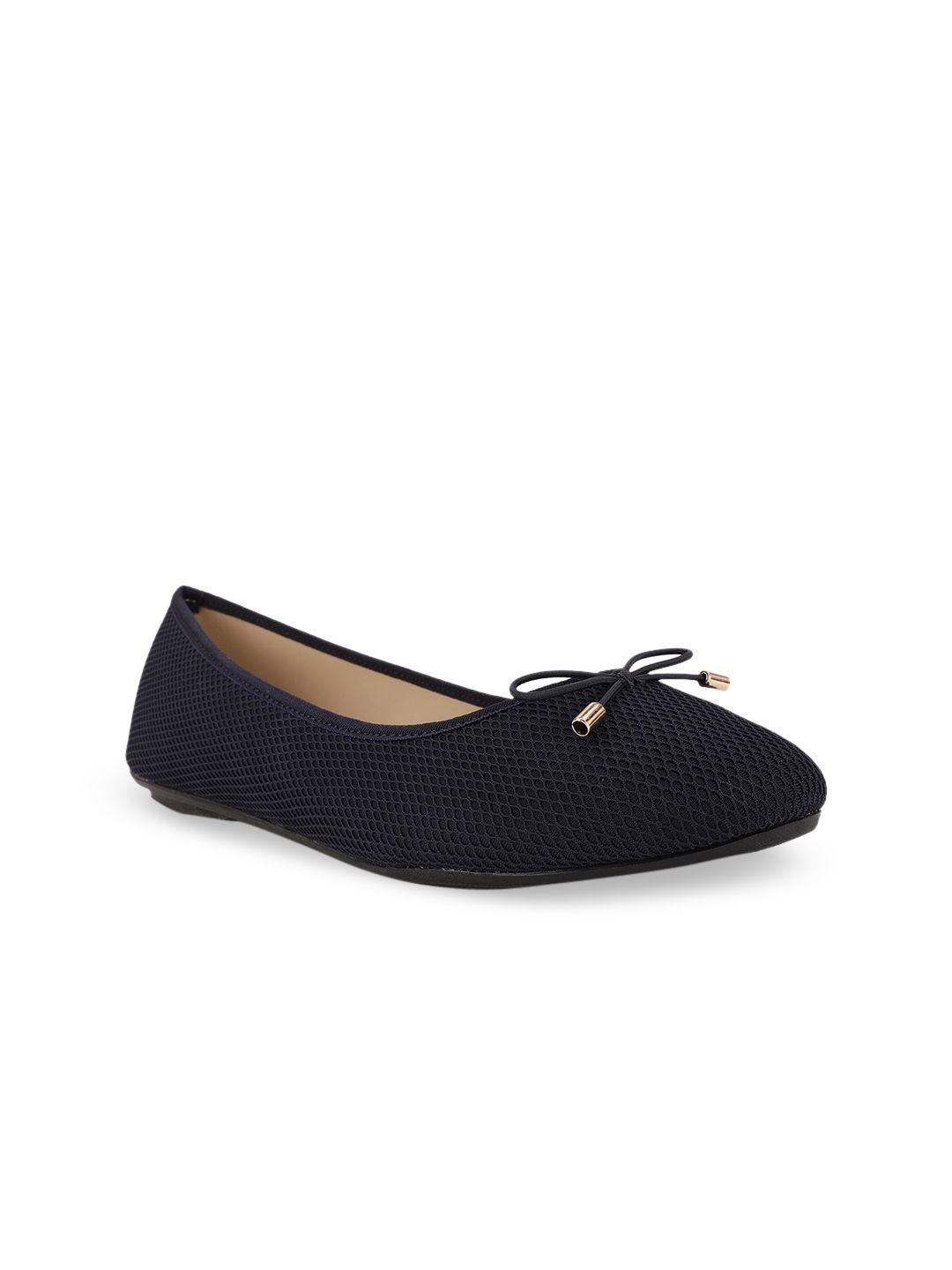 bata women navy blue ballerinas with bows flats