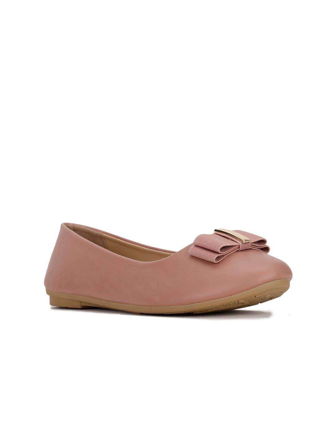 bata women pink solid ballerinas with bows flats