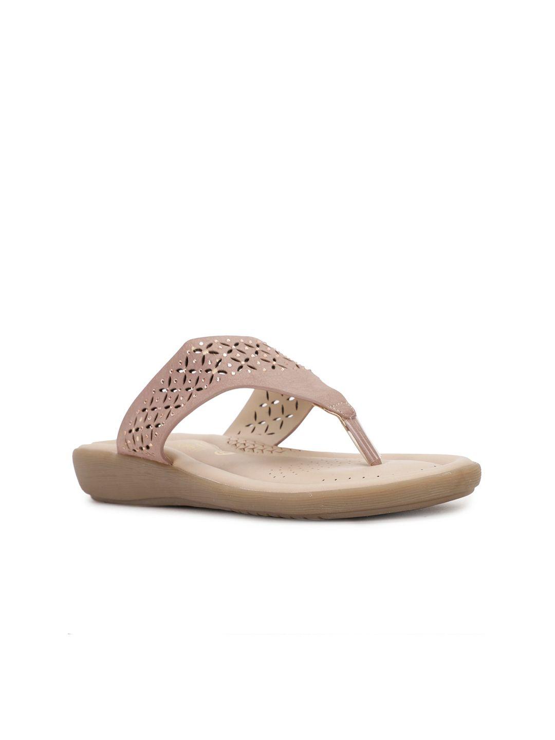 bata women pink t-strap flats with laser cuts