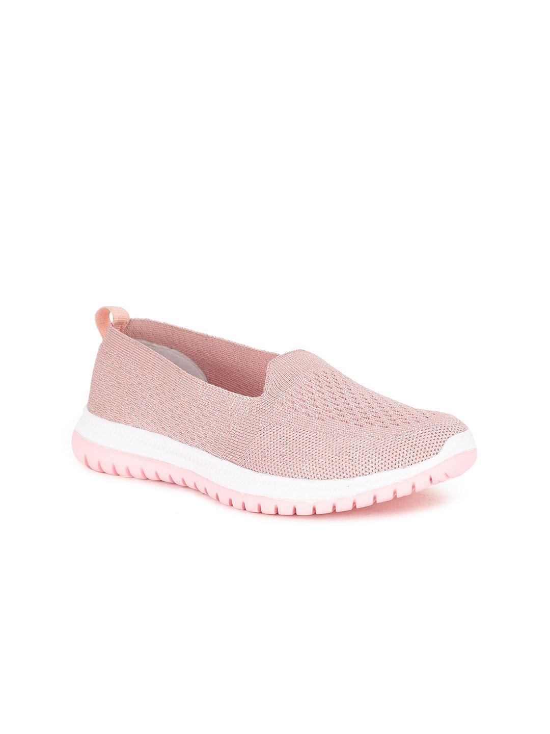 bata women pink woven design pu slip-on sneakers