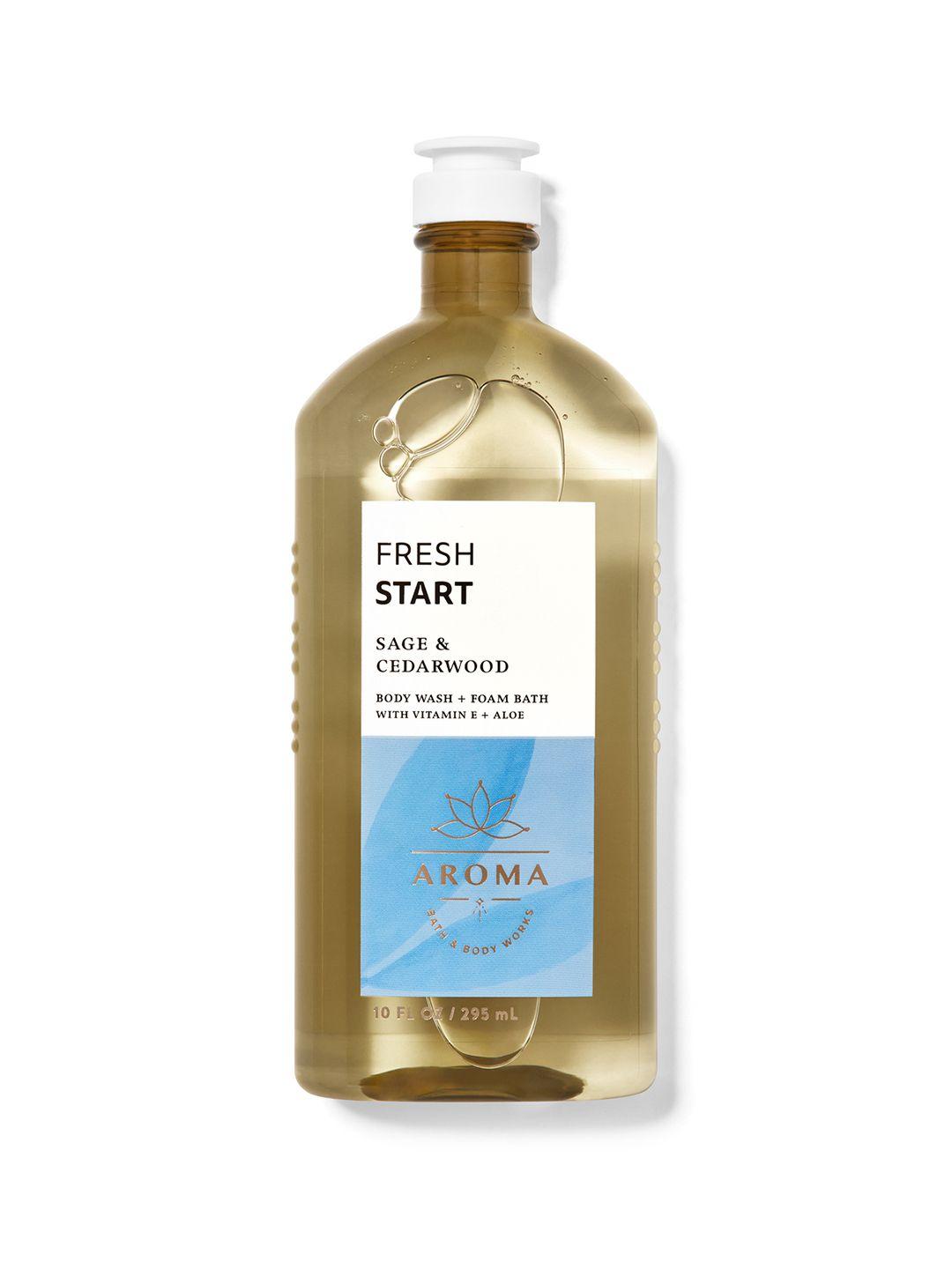 bath & body works fresh start sage & cedarwood body wash + foam bath - 295ml