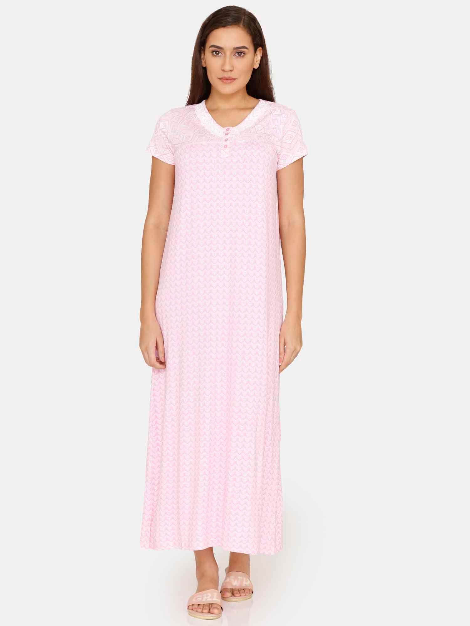 batik bae knit cotton full length nightdress prism pink