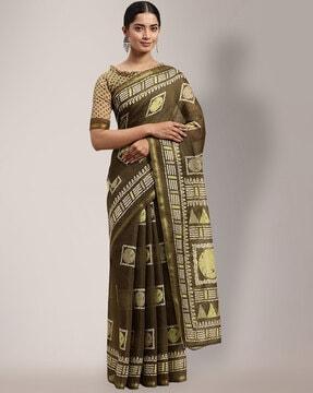 batik print cotton saree