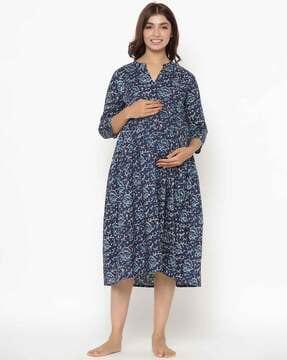 batik print fit & flare dress