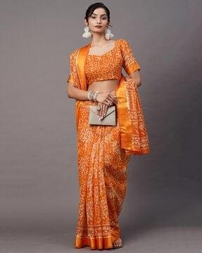 batik print saree with blouse piece