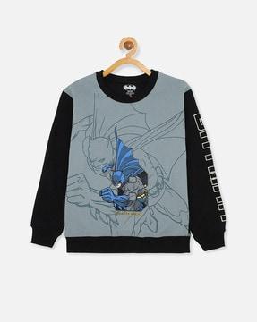 batman print round-neck sweatshirt
