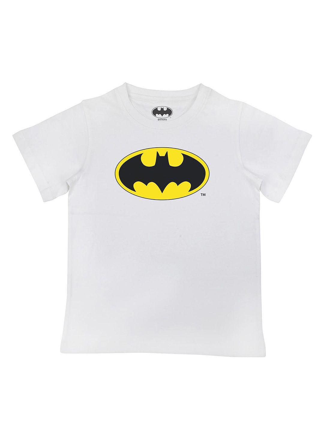 batman boys white batman printed pure cotton t-shirt