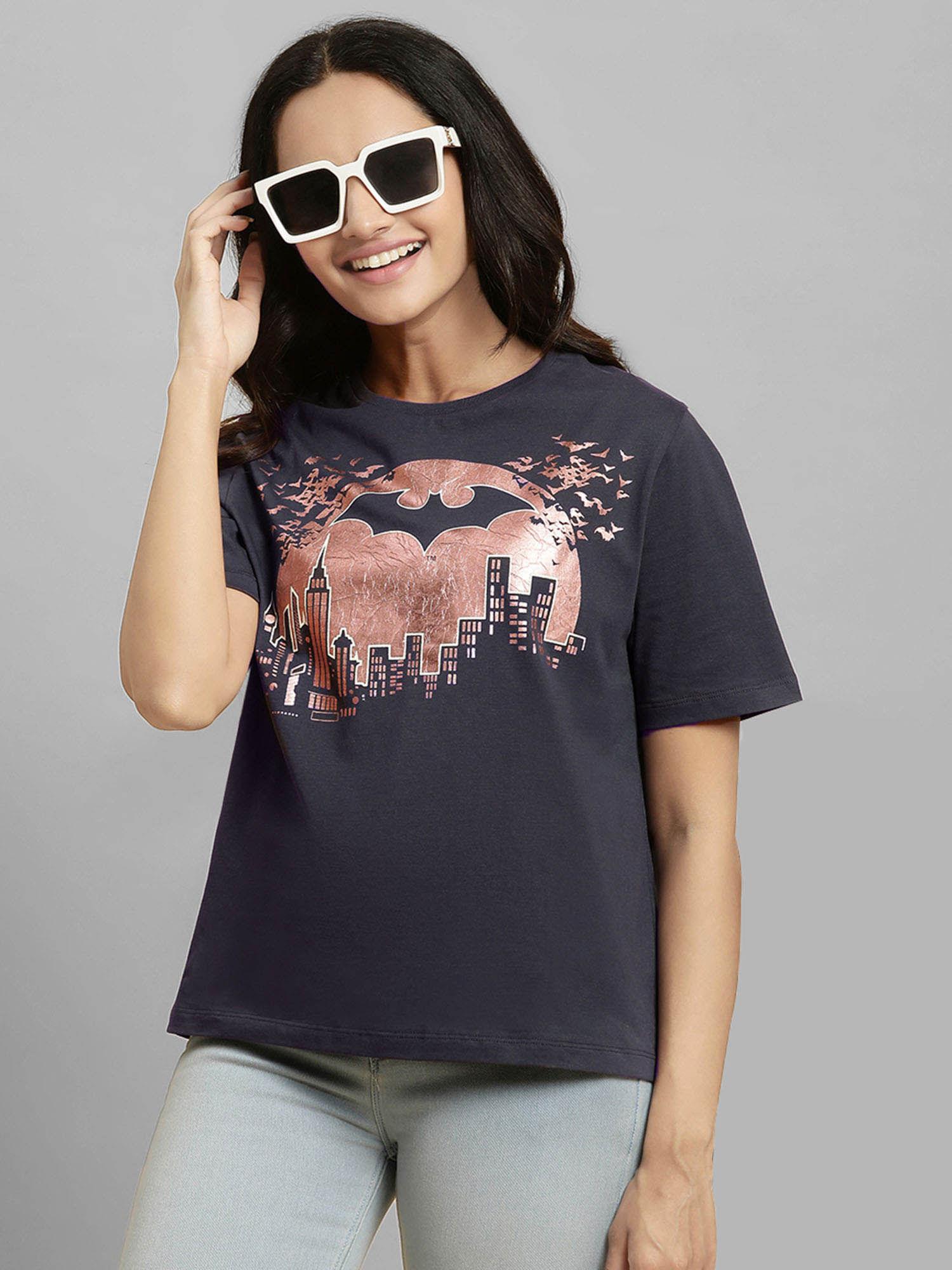 batman graphic printed grey t-shirt for women