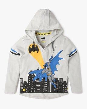 batman print cotton hoodie