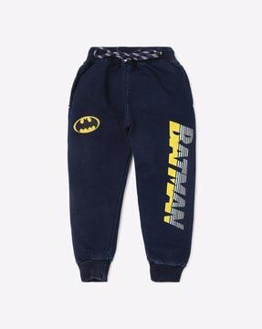 batman print washed joggers with elasticated drawstring waist