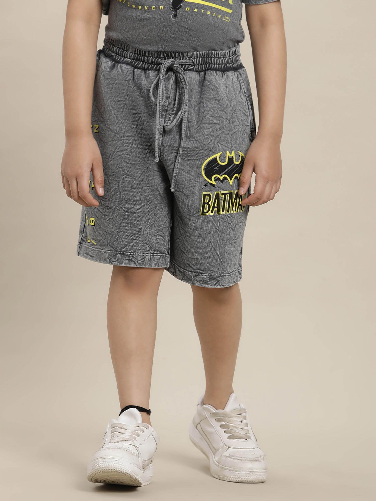 batman printed regular fit shorts for boys