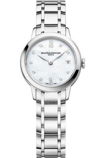 baume & mercier classima mop dial quartz watch with steel bracelet for women - moa10490