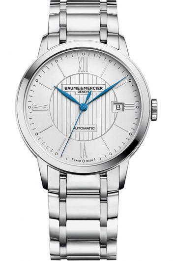 baume & mercier classima silver dial automatic watch with steel bracelet for men - moa10215