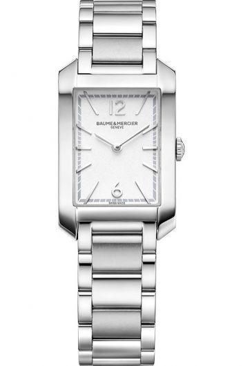 baume & mercier hampton silver dial quartz watch with steel bracelet for women - moa10473