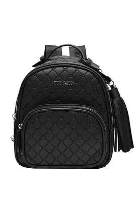 bblogo pu zipper closure women's backpack - black
