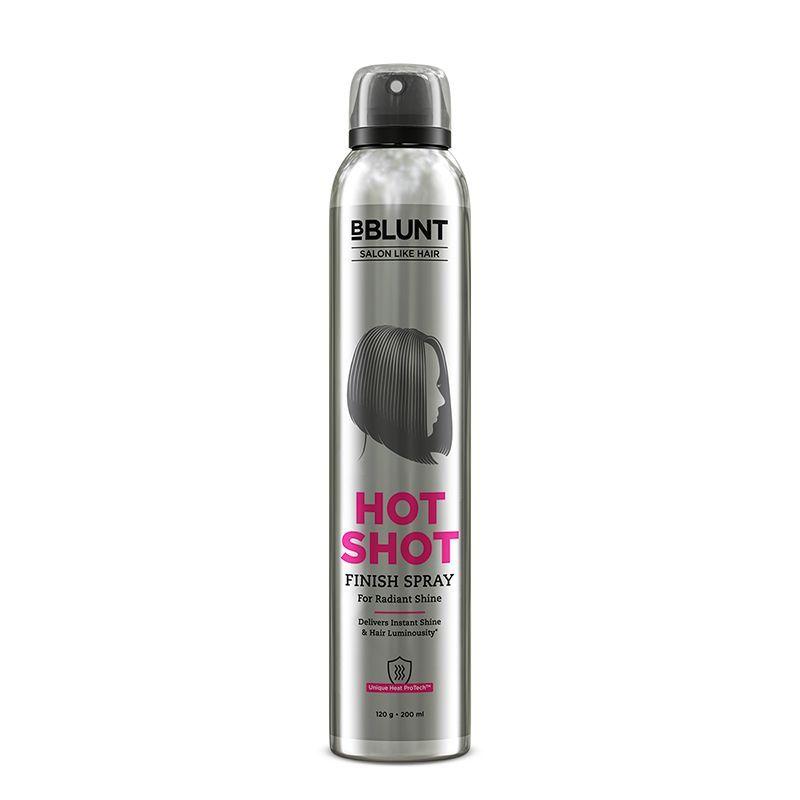 bblunt hotshot finish spray delivers radiant, salon-like gloss