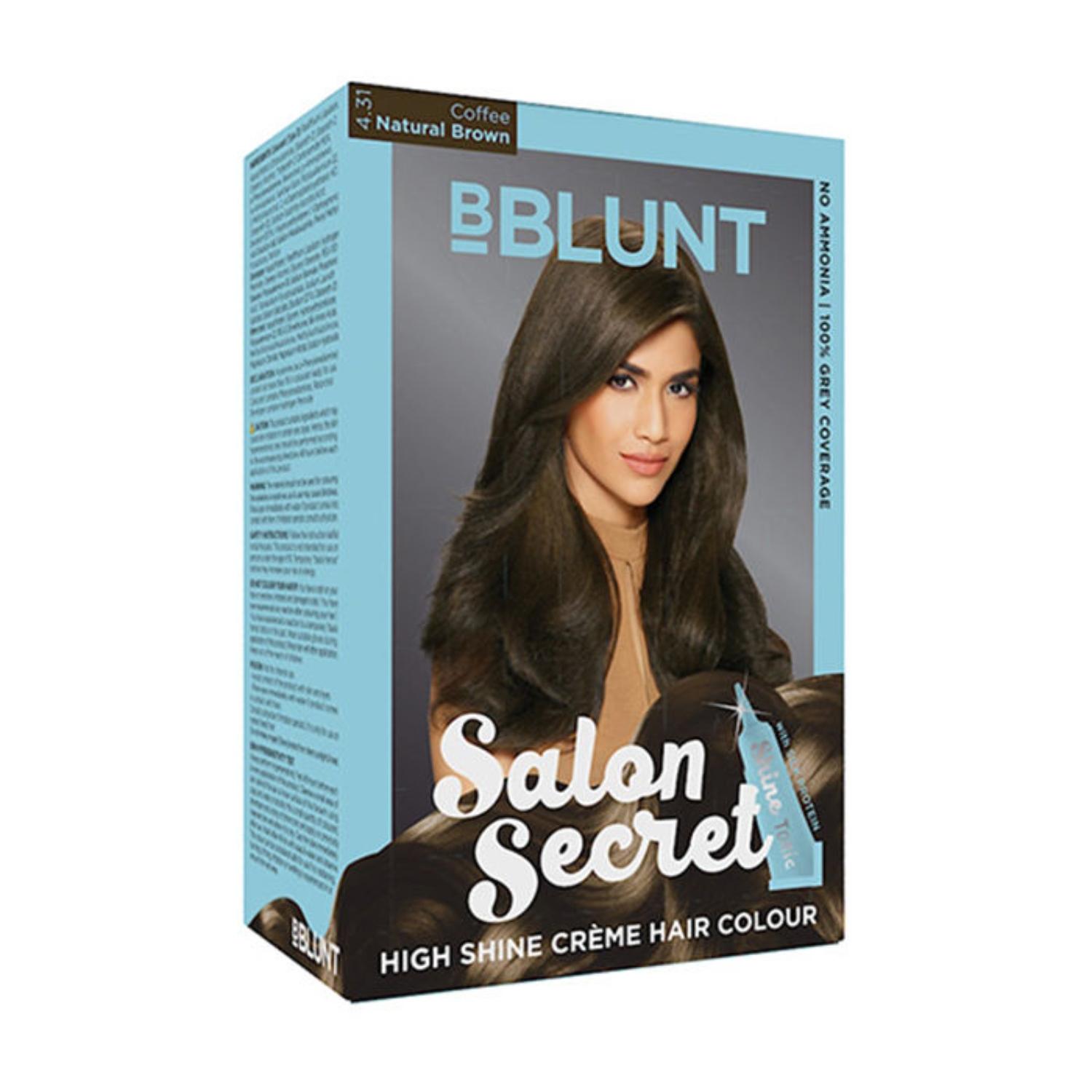 bblunt salon secret high shine cream hair color - 4.31 coffee natural brown (100g+8ml)