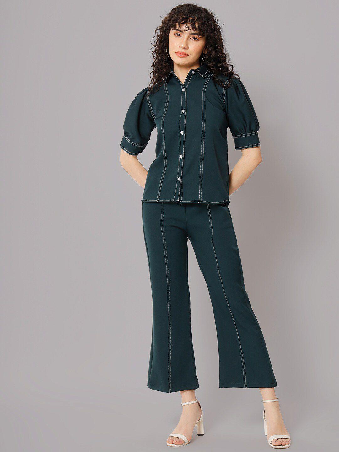 bcz style puffed sleeves shirt with bell bottom trouser
