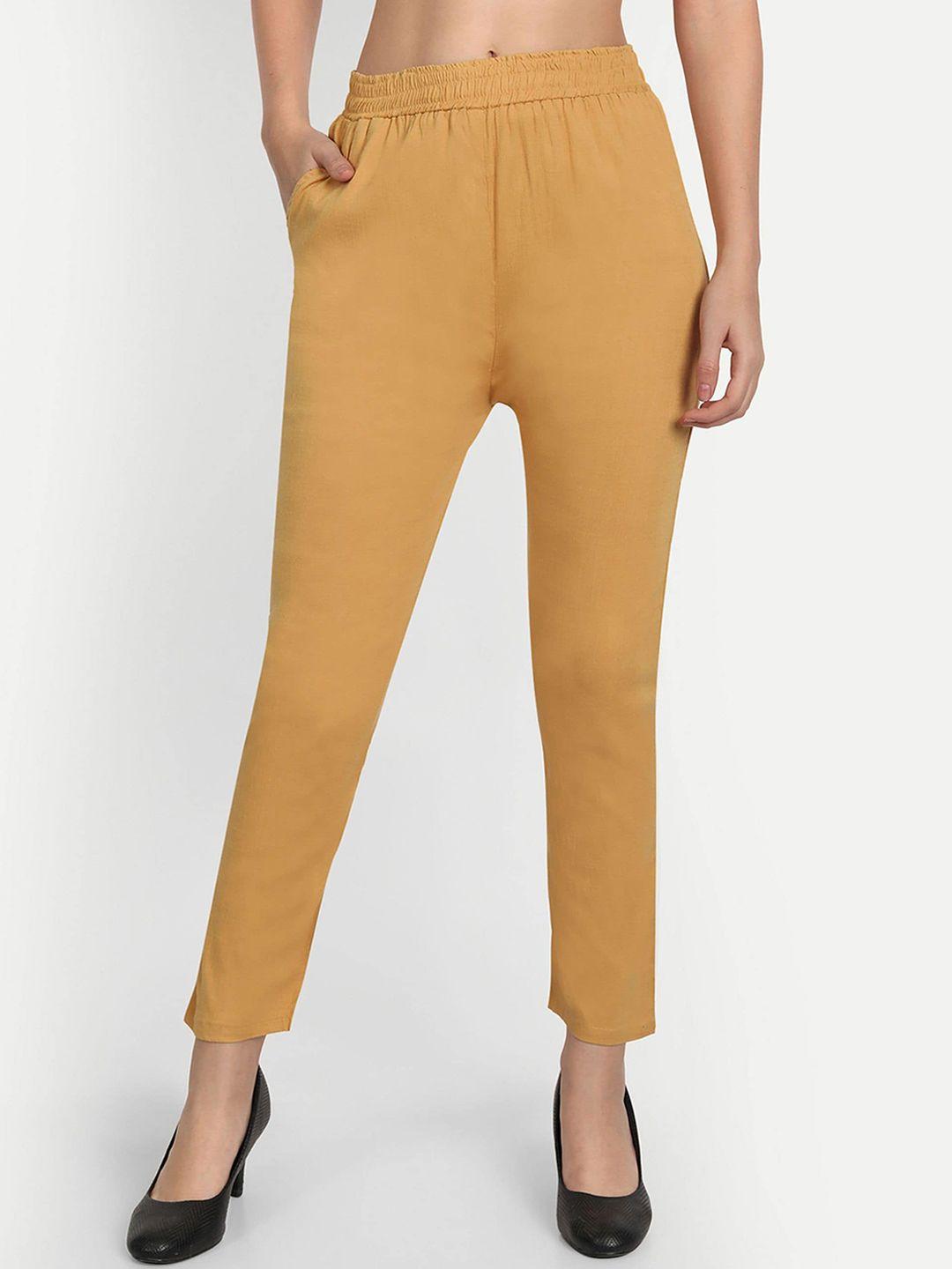 bcz style women beige comfort slim fit trousers