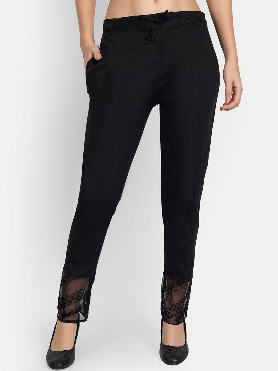 bcz style women black regular fit stretchable trouser