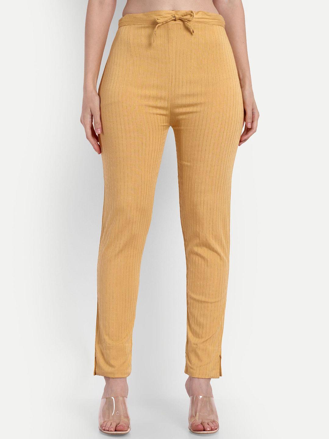 bcz style women gold-toned comfort slim fit trousers