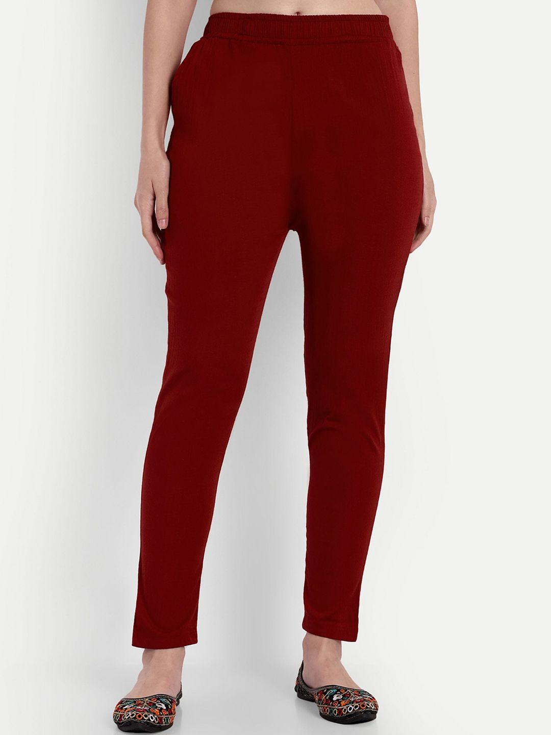 bcz style women maroon comfort slim fit trousers