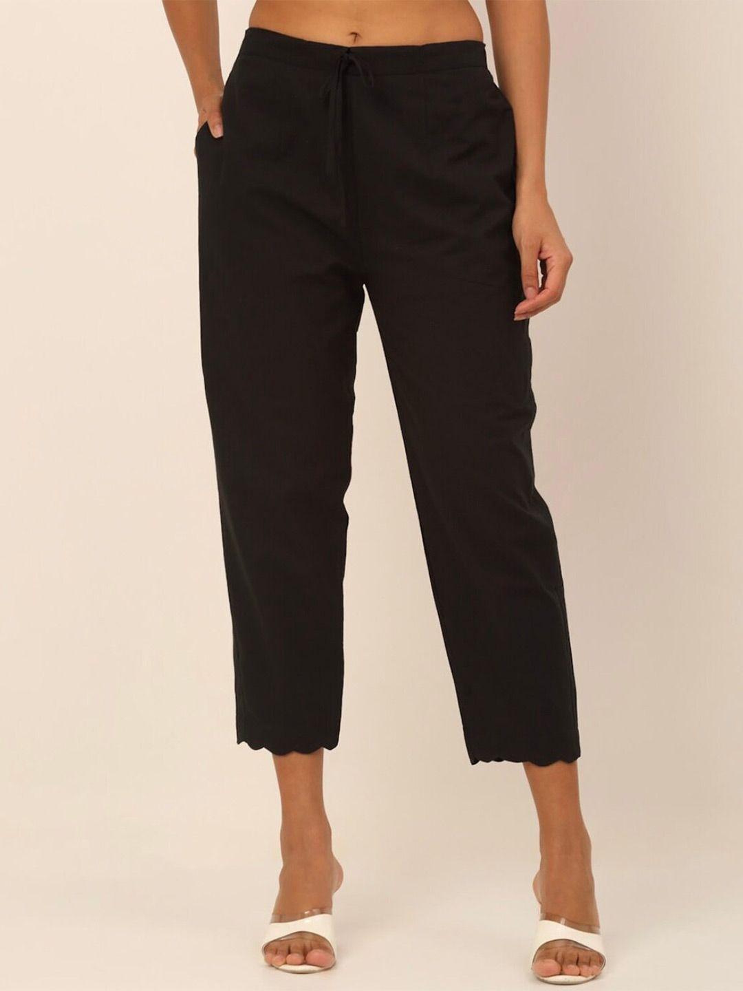 bcz style women straight fit mid-rise casual flat-front trousers