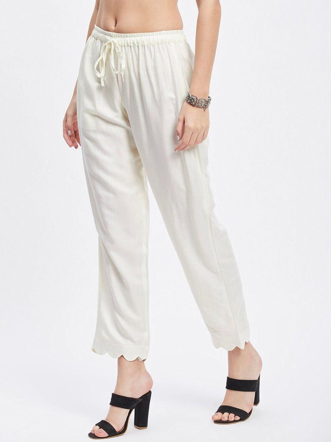 bcz style women straight fit mid-rise casual flat-front trousers