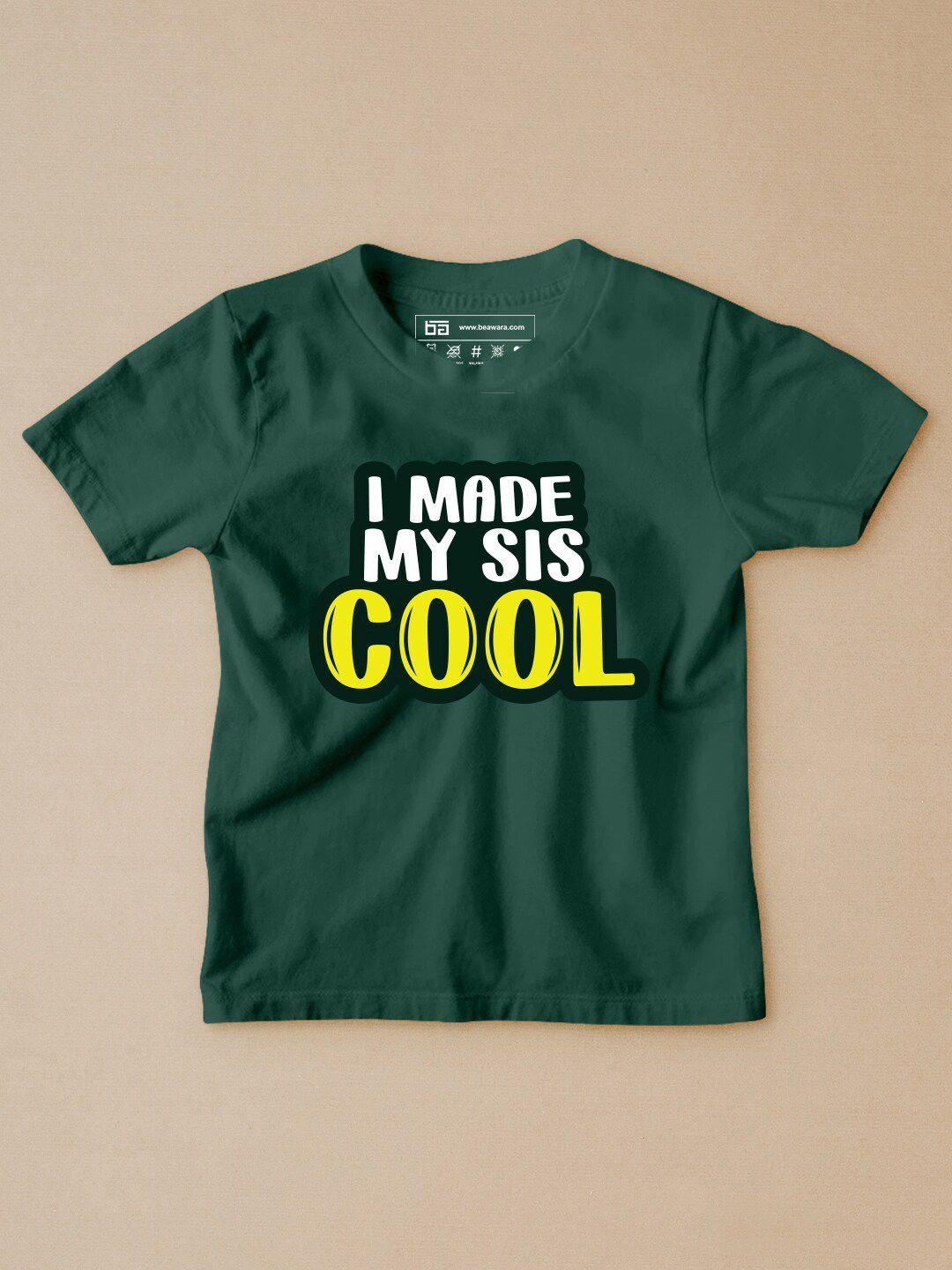be awara kids green typography printed cotton t-shirt