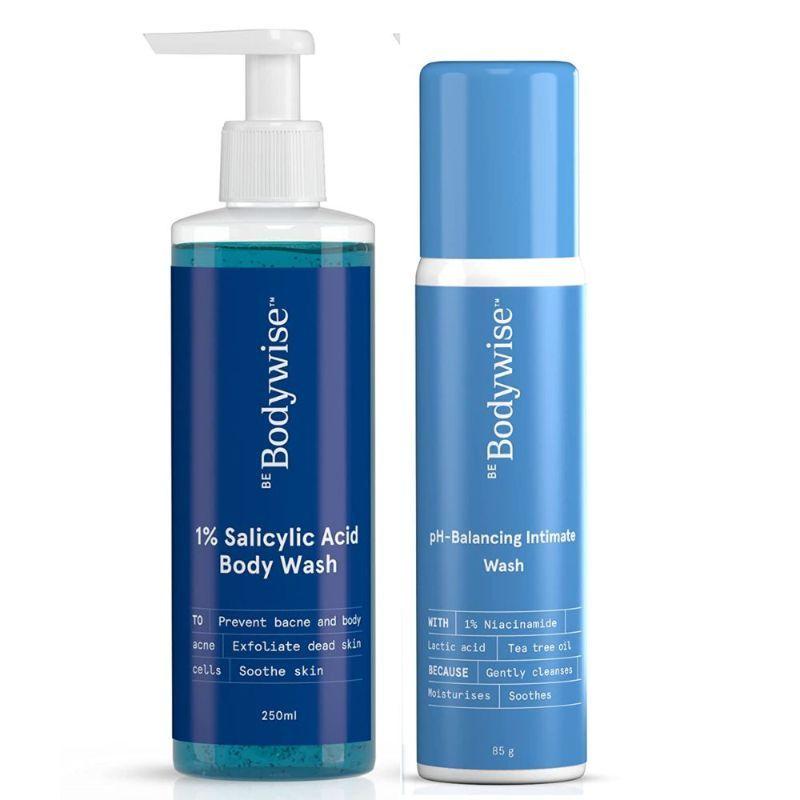 be bodywise hygiene care kit (1% salicylic acid body wash for body acne + intimate wash)