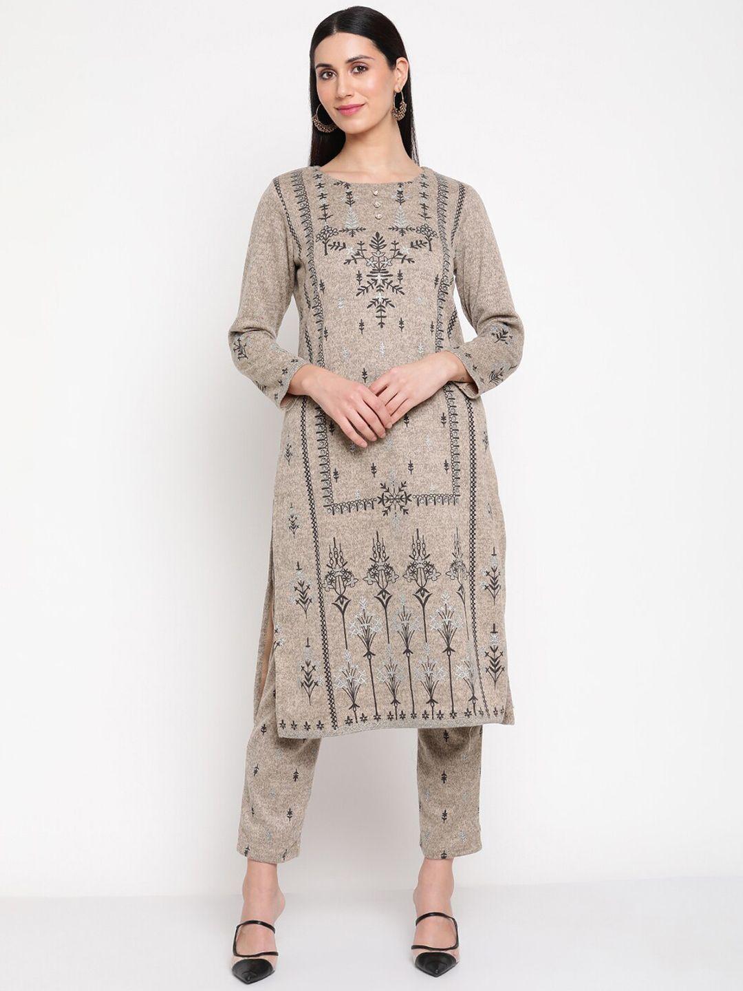 be indi women ethnic motifs printed kurta with trousers