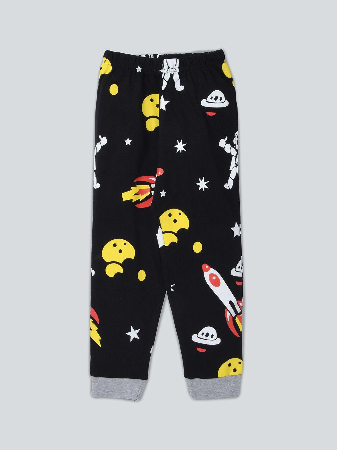 be awara kids conversational printed relaxed fit cotton joggers
