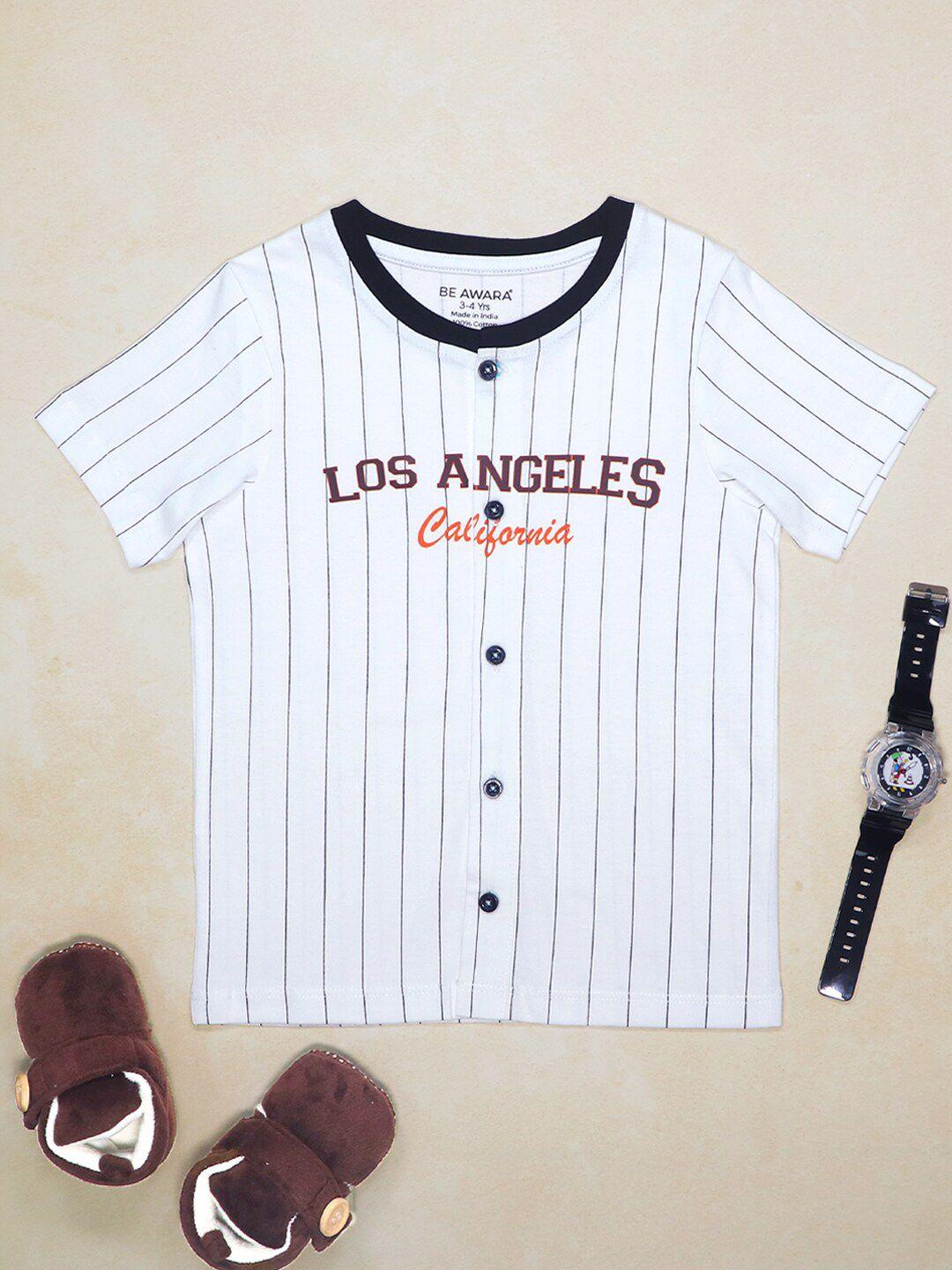 be awara kids white striped applique t-shirt