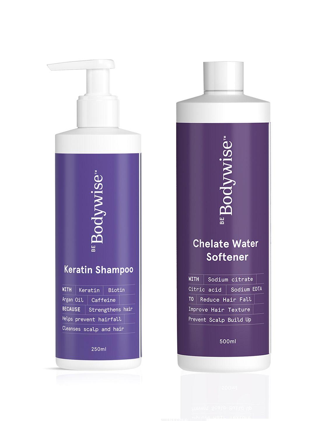 be bodywise set of keratin shampoo 250 ml & chelate water softener 500 ml