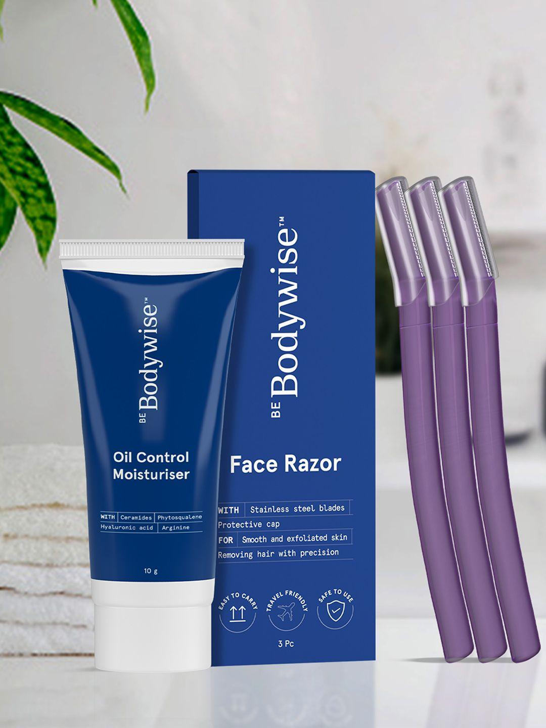 be bodywise women set of 3 face razor with oil control moisturiser